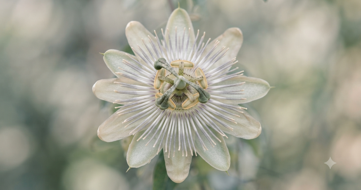 美しく咲いたパッションフラワーの花のクローズアップ写真